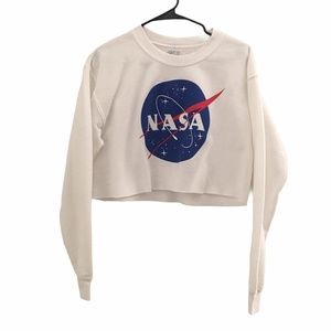 NASA Crop Top Crewneck Swearshirt